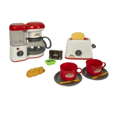 Dollar Queen 180832M Deluxe Kitchen Play Set Coffee Maker & Toaster, Red 