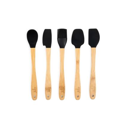 Core Kitchen 6012617 Beige & Onyx Bamboo & Silicone Mini Utensil Set 