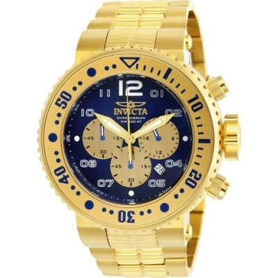 Invicta 25077 Mens Pro Diver Quartz Chronograph Blue & Gold Dial Watch 