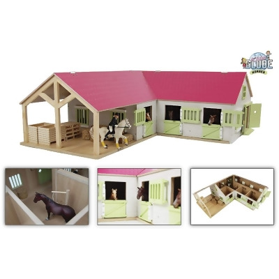 Kids Globe KG610210 1-24 Scale Horse Stable with 4 Boxes Storage & Wash Box 
