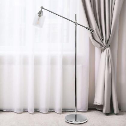 All the Rages LF1030-CHR Elegant Designs Pivot Arm Floor Lamp with Glass  Shade, Chrome