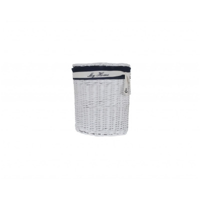 HomeRoots 365075 White & Blue Oval Willow Basket, Set of 5 - 14.5 x 20 x 23 in. 