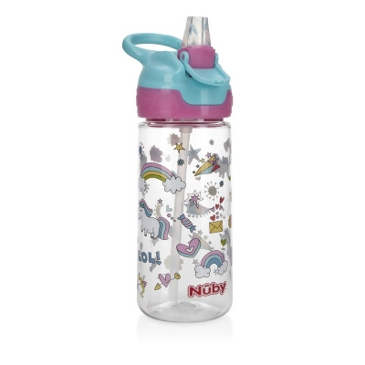 Nuby 2346696 18 oz Unicorns Flip-it Soft Spout Tritan Water Bottle, Case of 48 
