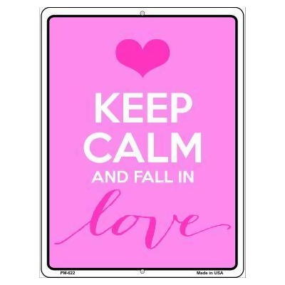 Smart Blonde PM-622 4.5 x 6 in. Keep Calm Fall In Love Novelty Mini Metal Parking Sign 