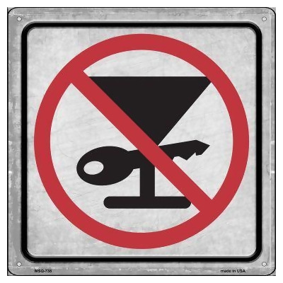 Smart Blonde MSQ-738 6 in. No Drinking & Driving Novelty Mini Metal Square Sign 