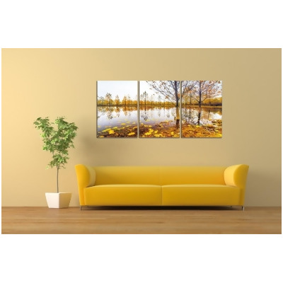 Chic Home HDP9304-US 3 Piece Falling Leaves Wrapped Canvas Wall Art Print - Multi Color - 27.5 x 60 x 0.875 in. 