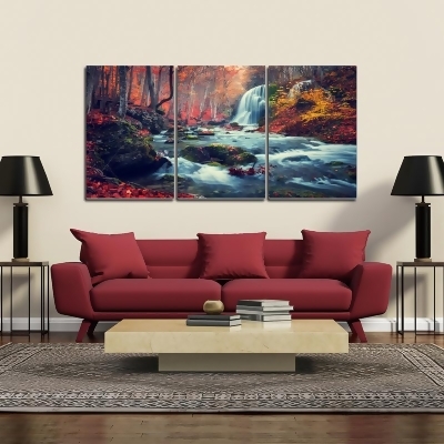 Chic Home HDP9308-US 3 Piece Autumn Forest Wrapped Canvas Wall Art Print - Multi Color - 27.5 x 60 x 0.875 in. 