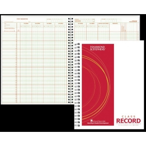 Hammond & Stephens 1473653 0633 P Wire-O Bound Class Record Book, 8.5 x 11 in., 40 Students, 8 Subjects, 0.9 Week, Green & Red - All