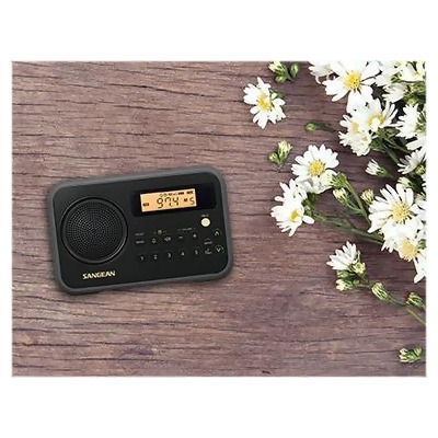 Sangean SG-104 Portable AM & FM Radio with Digital Clock, Black 