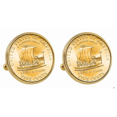 UPM Global 13569 Gold-Layered 2004 Keelboat Nickel Goldtone Bezel Coin Cuff Links 