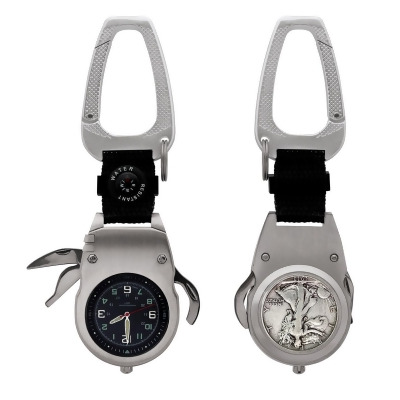 UPM Global 14821 Silver Walking Liberty Half Dollar Coin Multi-Tool Pocket Watch Compass 