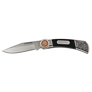 Upm Global 15608 Indian Head Penny Wood Pocket Knife with Engravable Plate - All