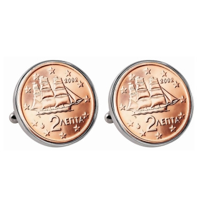 UPM Global 15365 Greek 2 Euro Coin Cufflinks 