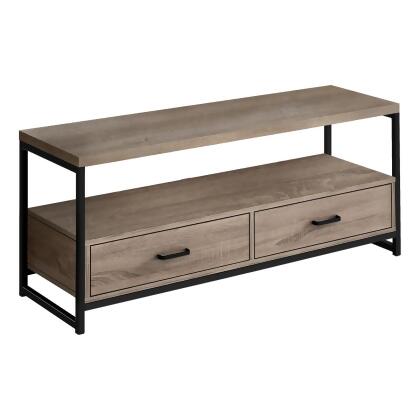 Monarch Specialties I 2872 48 in. Metal TV Stand, Dark Taupe & Black 