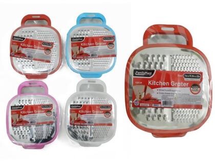 Family Maid 13039 7 x 9.3 x 2 in. Square Grater with Container, Red, Pink, Black & White - Pack of 48 