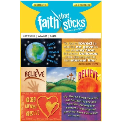 Faith That Sticks & Tyndale House 103659 John 3-16 Sticker for Faith That Stickers - 6 Sheets 