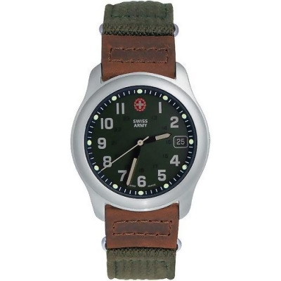 Swiss Army 25323 Crusader Brown Leather & Green Fabric Strap Green Dial Ladies Watch 