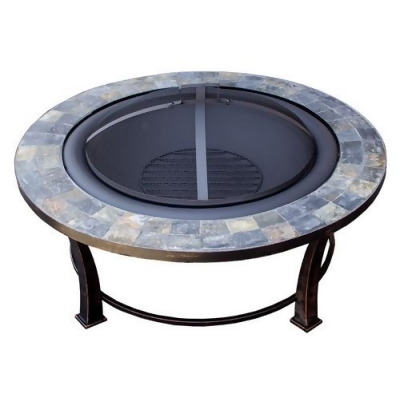 AZ Patio Heaters FT-51216 40 in. Round Slate Top Wood Burning Firepit 