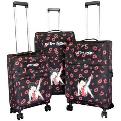 Betty Boop BN001613-7B Expandable Spinner Luggage Set, Black - 3 Piece 