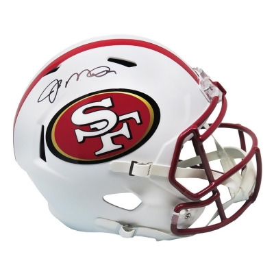 Schwartz Sports Memorabilia MONREP304 NFL San Francisco 49ers Joe Montana Signed Flat White Matte Riddell Speed Full Size Replica Helmet 