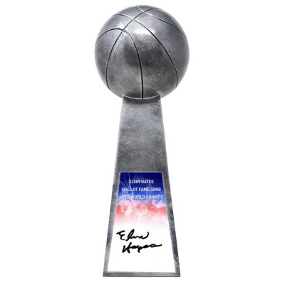 Schwartz Sports Memorabilia HAYTRO200 14 in. NBA Washington Wizards Elvin Hayes Signed Basketball Champion Replica Silver Trophy 