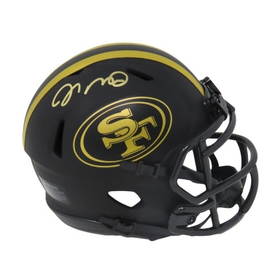 Schwartz Sports Memorabilia MONMIN304 NFL San Francisco 49ers Joe Montana Signed Eclipse Black Matte Riddell Speed Mini Helmet 