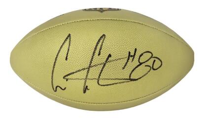 Schwartz Sports Memorabilia CARFTB305 Minnesota Vikings Cris Carter Signed Wilson Duke Gold Metallic NFL Full Size Replica Football 