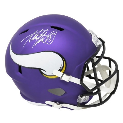 Schwartz Sports Memorabilia PETREP304 NFL Minnesota Vikings Adrian Peterson Signed Riddell Full Size Speed Replica Helmet in White Paint 