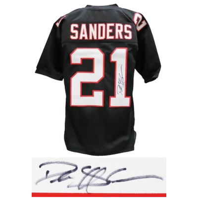 Schwartz Sports Memorabilia SANJRY352 NFL Atlanta Falcons Deion Sanders Signed Black Throwback Custom Football Jersey 