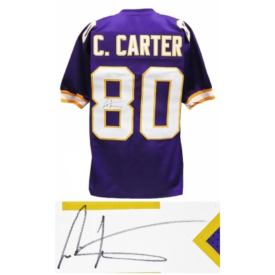 Schwartz Sports Memorabilia CARJRY305 NFL Minnesota Vikings Cris Carter Signed Purple Throwback Custom Football Jersey 