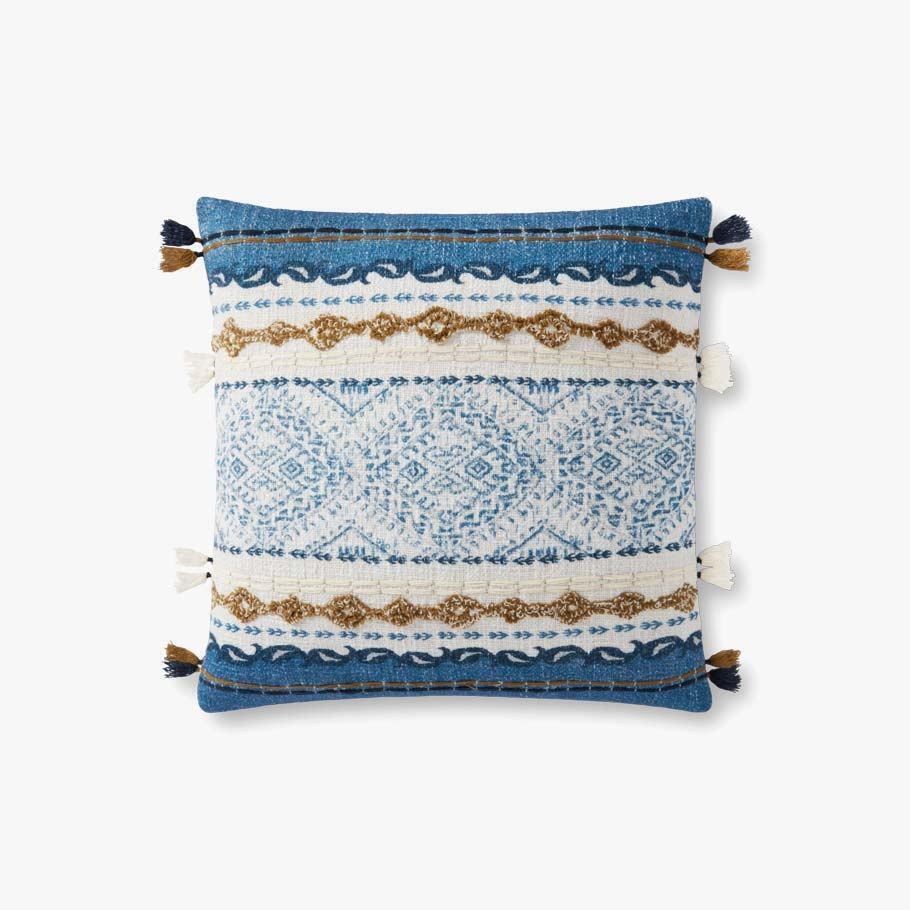Loloi Rugs P012P0930BBNAPIL1 18 x 18 in. Blue & Natural Pillow