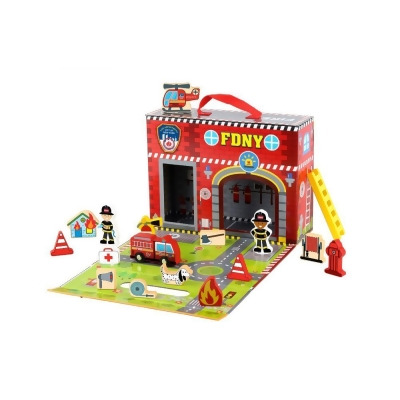 Daron TY87203 Fdny Fire Station Carring Case with 18 Wooden Accessories 