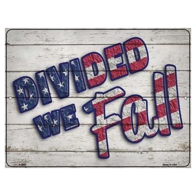 Smart Blonde P-2987 9 x 12 in. Divided We Fall Novelty Metal Parking Sign 