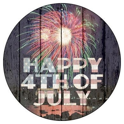 Smart Blonde UC-1160 8 in. Happy 4th of July Novelty Small Metal Circular Sign 