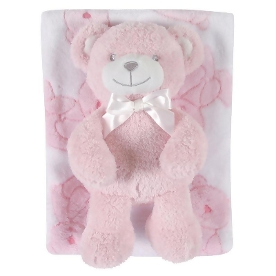 Stephan Baby 890801 Pink Plush Bear & Blanket Set - Pack of 2 