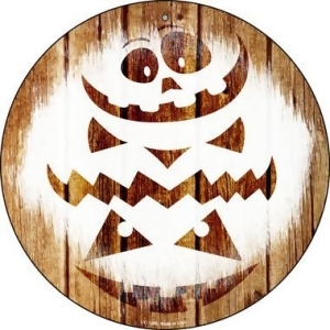 Smart Blonde UC-1285 8 x 8 in. Pumpkin Carving Wood Background Novelty Small Metal Circular Sign