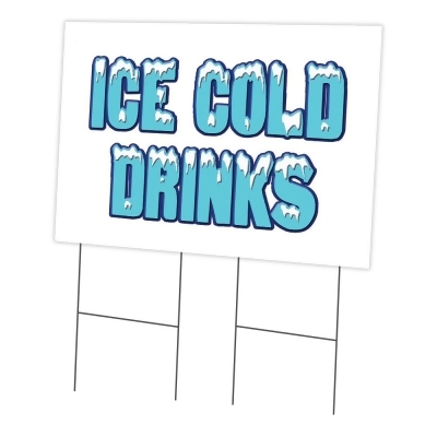 SignMission C-2436-DS-Ice Cold Drinks 24 x 36 in. Yard Sign & Stake - Ice Cold Drinks 