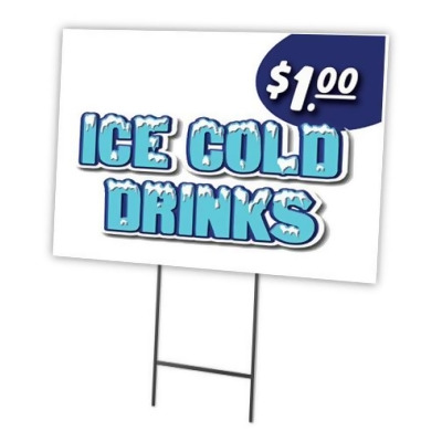 SignMission C-1824-DS-Ice Cold Drinks 1 18 x 24 in. Yard Sign & Stake - Ice Cold Drinks 1 