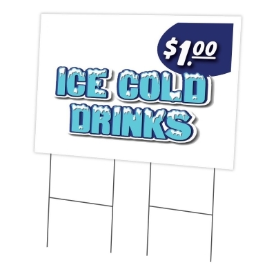 SignMission C-2436 Ice Cold Drinks 1 24 x 36 in. Yard Sign & Stake - Ice Cold Drinks 1 