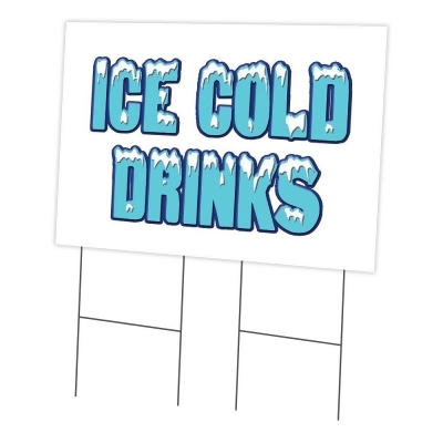 SignMission C-2436 Ice Cold Drinks 24 x 36 in. Yard Sign & Stake - Ice Cold Drinks 