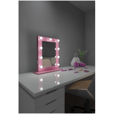 Paris Mirror HMIR20266000D-PNK-BT 20 x 26 in. Marilyn Hollywood Mirror Bluetooth & LED Bulbs, Pink 