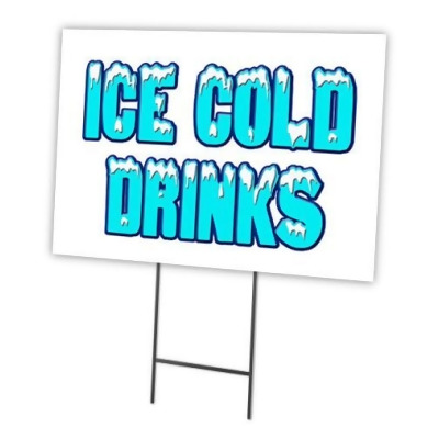 SignMission C-1216-DS-Ice Cold Drinks 12 x 16 in. ICE Cold Drinks Yard Sign & Stake 