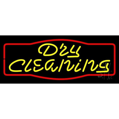 The Sign Store N105-1632-clear Dry Cleaning Clear Backing Neon Sign - Red & Yellow - 13 in. Tall x 32 in. Wide 