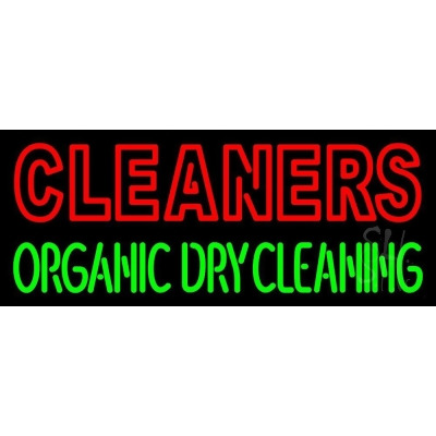 The Sign Store N105-1621-clear Double Stroke Cleaners Organic Dry Cleaning Clear Backing Neon Sign - Red & Green - 13 in. Tall x 32 in. Wide 
