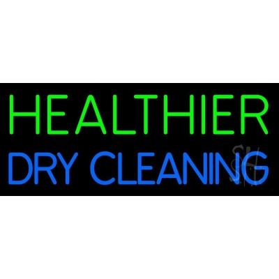 The Sign Store N105-1652-clear Healthier Dry Cleaning Clear Backing Neon Sign - Green & Blue - 13 in. Tall x 32 in. Wide 