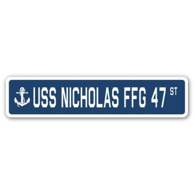SignMission SSN-Nicholas Ffg 47 4 x 18 in. A-16 Street Sign - USS Nicholas FFG 47 