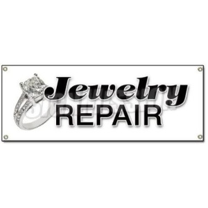 Signmission B-Jewelry Repair Jewelry Repair Banner Sign - Watch Batteries Gold Diamonds Battery Appraisals - All