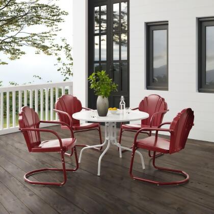 Crosley Furniture KO10014RE Outdoor Dining Set, Dark Red Satin & White Satin - Dining Table & 4 Chairs - 5 Piece 