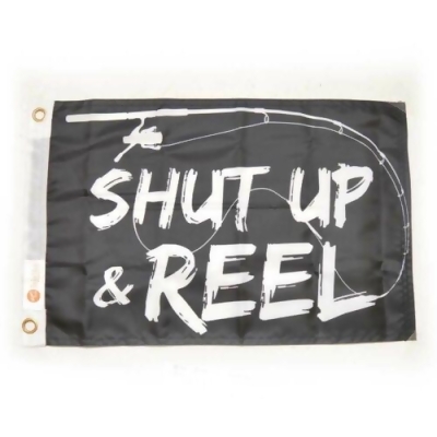 Taylor Made 1622 12 x 18 in. Shut Up & Reel Pirate Flag, Black & White 