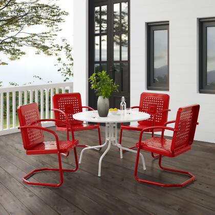 Crosley Furniture KO10017RE Outdoor Dining Set, Bright Red Gloss & White Satin - Dining Table & 4 Chairs - 5 Piece 